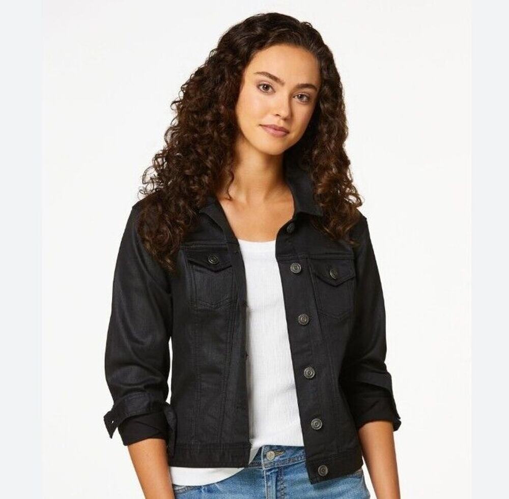 Cato Cropped Denim Jean Jacket Large Buttons Women's Size Small